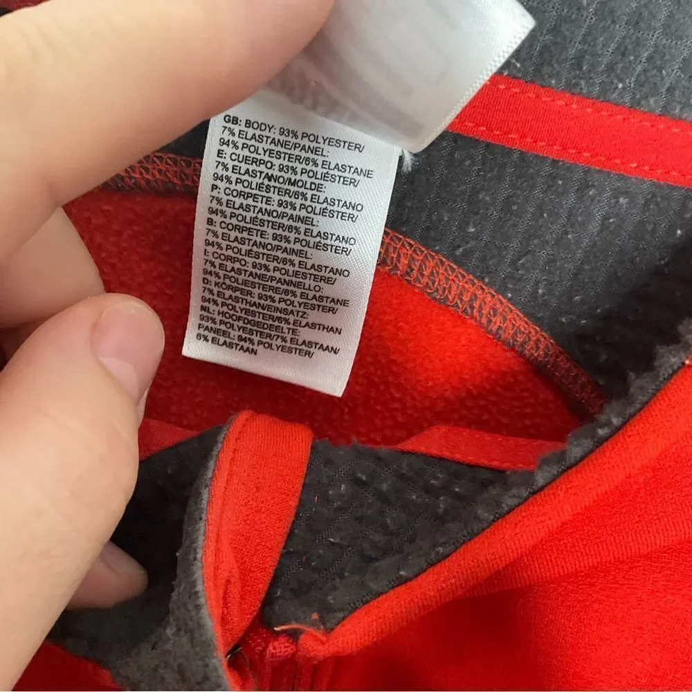 North Face Mens Pullover L Flight Series Vaporwick 1/4 Zip Base Layer Shirt Red.